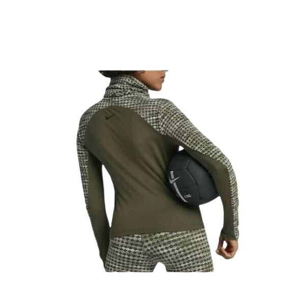 Nike Pro Hyperwarm Long Sleeved Funnel Neck Training Top Olive Green Size XS - Picture 3 of 15
